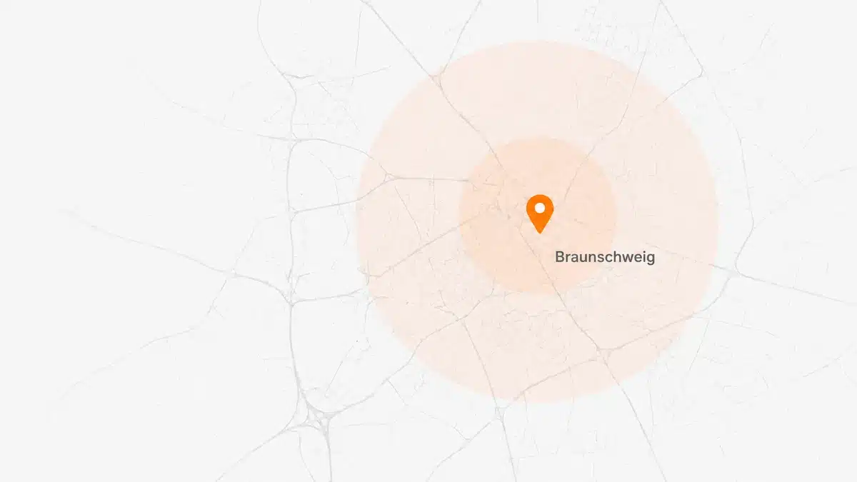 Karte des Einsatzgebiets rund um Braunschweig