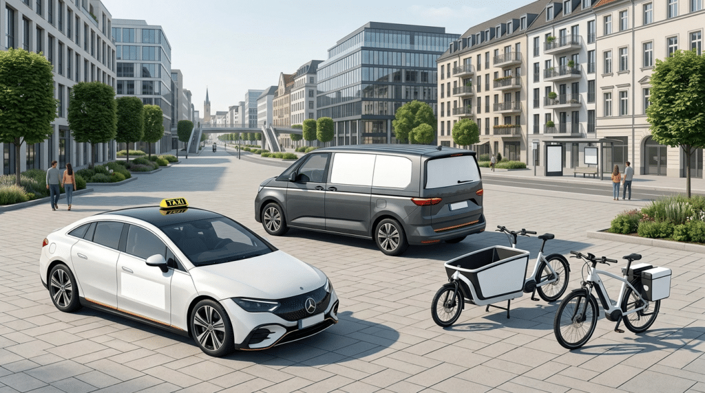 Mobile Verkehrsmittelwerbung auf Taxi, Shuttlefahrzeug, Lastenfahrrad und E-Bike